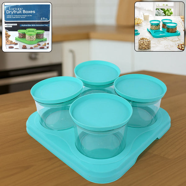 Airtight Container Jar 4 Pc Set with Tray for Kitchen