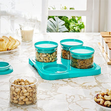 Airtight Container Jar 4 Pc Set with Tray for Kitchen