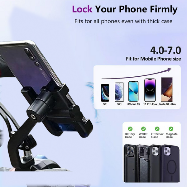 Mobile Phone Holder  View Mirror Mount Solid Metal Cradle for Bike and Phones