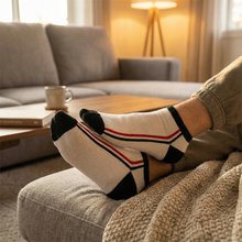 White & Black Striped Low-Cut Sports Socks (1 Pair)